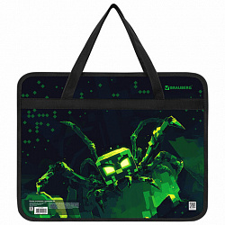 Папка на молнии с ручками BRAUBERG А4, 1 отделение, пластик, 80 мм, "Ominous spider", 273371