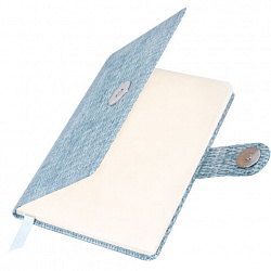 Еженедельник датированный 2026 МАЛЫЙ ФОРМАТ 95х155 мм, А6, BRAUBERG "Augustus", под кожу, голубой, 117185