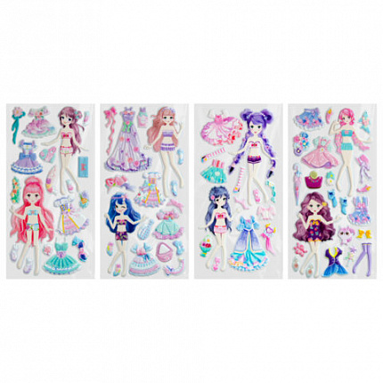 Наклейки зефирные "Переодевашки", 19,5х9,5 см, ассорти 4 вида, FUNSTER (ФАНСТЕР), 666103