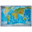 Карта мира физическая 199х134 см, 1:15,5М, с ламинацией, интерактивная, в тубусе, BRAUBERG, 112389