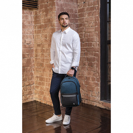 Рюкзак BRAUBERG URBAN универсальный, с отделением для ноутбука, USB-порт, "Denver", синий, 46х30х16 см, 229893