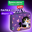 Папка на молнии с ручками BRAUBERG KIDS А4, 1 отделение, полиэстер, 80 мм, "Sweet cheeks", 272120