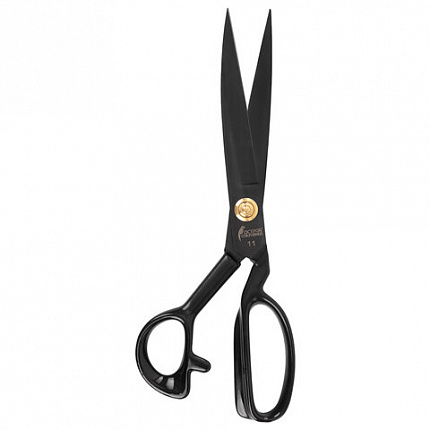 Ножницы портновские 290 мм, КЛАССИЧЕСКИЕ, черные, ручки с силиконовым покрытием, ОСТРОВ СОКРОВИЩ, 665599