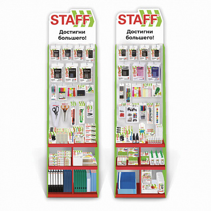 Стойка для размещения товара напольная УСИЛЕННАЯ STAFF, 200х60х40 см, 3 полки, 25 крючков, 504344