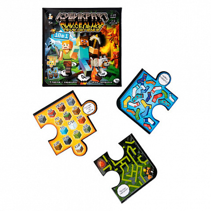 Игра настольная "Кубикрафт пиксельное приключение 10 в 1", 10КОР, 5985