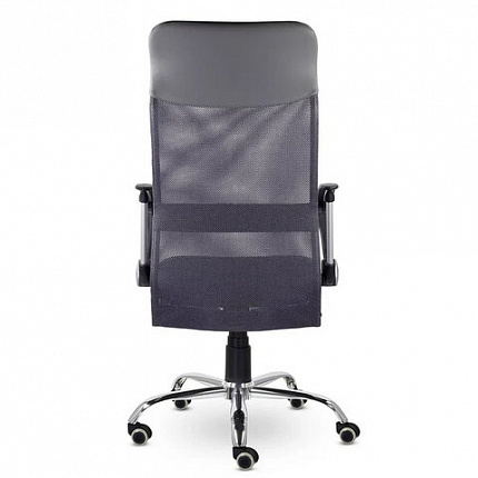 Кресло "Ультра", высокая спинка, с подлокотниками, хром, черное