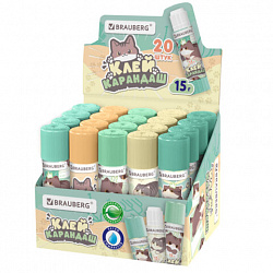 Клей-карандаш 15 г, кросс-серия "МИЛЫЕ КОТЫ", ассорти, BRAUBERG, 273228