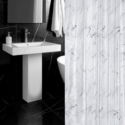 Шторка для ванной ПОЛИЭСТЕР, 180х180 см, кольца в комплекте, БЕЛЫЙ МРАМОР, PRIMILA (ПРИМИЛА), 700079