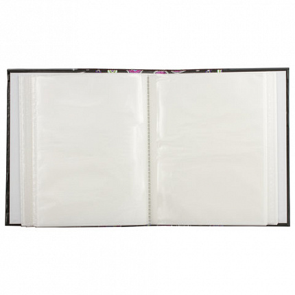 Фотоальбом BRAUBERG на 200 фотографий 10х15 см, твердая обложка, "Пейсли", черный с розовым, 390668