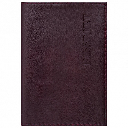 Обложка для паспорта натуральная кожа "Virginia", "PASSPORT", бордовая, BRAUBERG, 237187