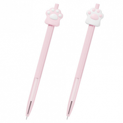 Ручка с топпером шариковая автоматическая FUNSTER "CAT PAW", СИНЯЯ, ассорти, пишущий узел 0,7 мм, линия письма 0,35 мм, 144376