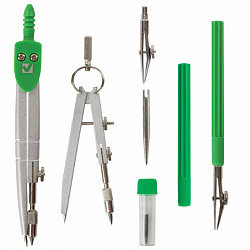 Готовальня BRAUBERG "Klasse", 7 предметов: циркуль+кронциркуль, рейсфедер + держатель, 2 вставки, грифель, 210344