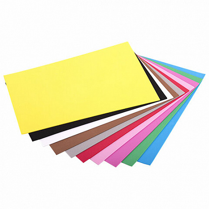 Пористая резина/фоамиран А4, 2 мм, НАБОР №2, 10 листов, 10 цветов, яркие цвета, ОСТРОВ СОКРОВИЩ, 660074