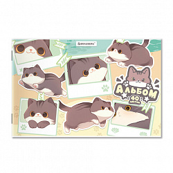 Альбом для рисования А4 40 л., скоба, обложка картон, BRAUBERG, 203х288 мм, кросс-серия "МИЛЫЕ КОТЫ", 107351