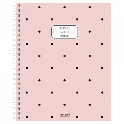 Тетрадь обложка пластик, А5 48л. гребень, клетка, HATBER, Горохи (микс в спайке), 092, 48Т5В1гр
