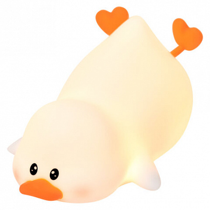 Ночник силиконовый LED "Утка" 101x150x85мм, белый свет/RGB, таймер, изменение уровней яркости, USB, аккумулятор 1200 мАч, DASWERK, 238936