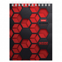Блокнот МАЛЫЙ ФОРМАТ А6, 40 л., гребень, картон, клетка, HATBER, "INSIDE", 080475, 40Б6В1гр