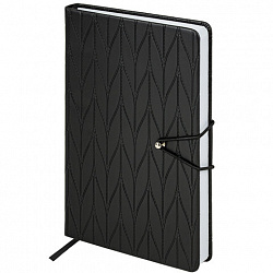 Ежедневник недатированный А5 138х213 мм, BRAUBERG "Braided", под кожу, гвоздик 160 л., черный, 116595