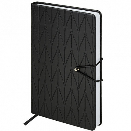 Ежедневник недатированный А5 138х213 мм, BRAUBERG "Braided", под кожу, гвоздик 160 л., черный, 116595