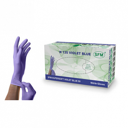 Перчатки нитриловые смотровые SFM Stable-Work/SUPERSOFT N 135, Германия, 50 пар (100 штук), размер 7-8, M (средний)