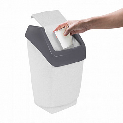Ведро мусорное с КРЫШКОЙ (качающейся) 15 литров, "ХАПС", 46х26х25 см, серое, IDEA, М 2471