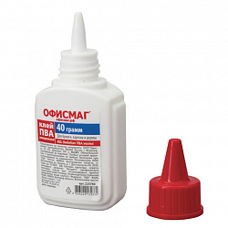 Клей ПВА ОФИСМАГ (бумага, картон, дерево), 45 г, РОССИЯ, 225760