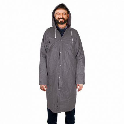Дождевик плащ на кнопках, EVA, многоразовый прочный, чехол в комплекте, универсальный размер, серый, SHAMAANI (ШАМААНИ), 610936