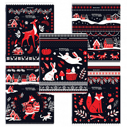 Тетрадь А5, 48 л., BRAUBERG, скоба, клетка, TWIN-лак, "Орнамент из сказки" (микс в спайке), 405650