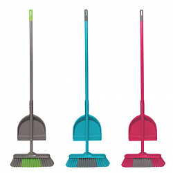 Совок для мусора КОМПЛЕКТ щетка + рукоятка / черенок 110 см, совок крепится на рукоятку, щетка 32 см, щетина 7 см, еврорезьба, YORK "Tandem", 82020