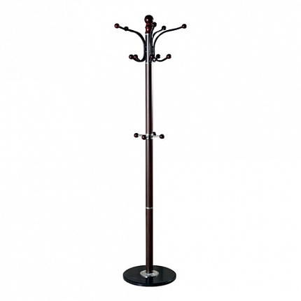 Вешалка-стойка BRABIX "CR-274", металл/мрамор, 1,8 м, на диске диаметром 36 см, 5 крючков + 4 дополнительных, венге, 601744
