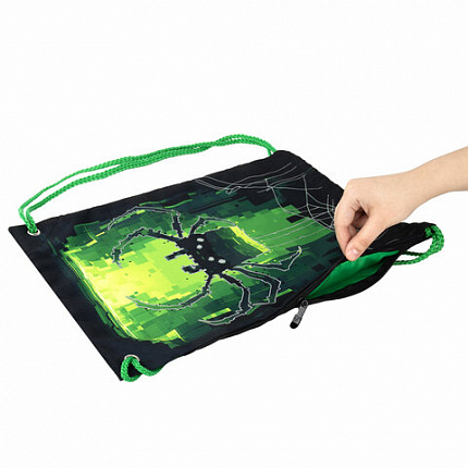 Мешок для обуви BRAUBERG PREMIUM, карман, подкладка, светоотражайка, 43х33 см, "Digital spider", 273444