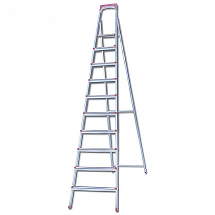 Стремянка стальная 10 ступеней, верхняя площадка 2,26 м, до 150 кг, облегченная, вес 13 кг, UFUK, ТУ 24/KRM610