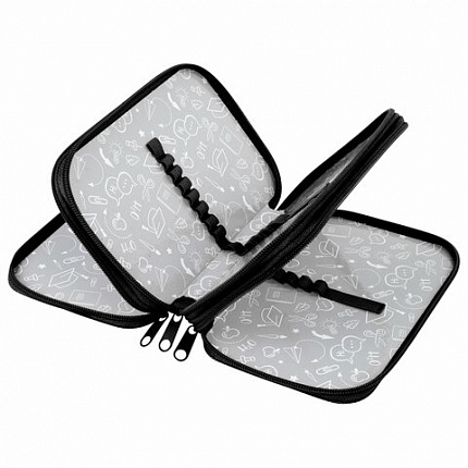 Пенал ПИФАГОР, 3 отделения, ламинированный картон, 19х11 см, "Black camo", 273489