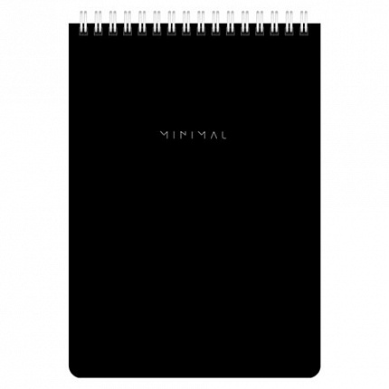 Блокнот А5 146х206 мм, 60 л., гребень, картон, жесткая подложка, клетка, BRAUBERG "Minimal Classic", 116426