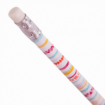 Карандаш чернографитный ЮНЛАНДИЯ "ГЕОМЕТРИЯ", 1 шт., HB, с ластиком, корпус ассорти, 181775