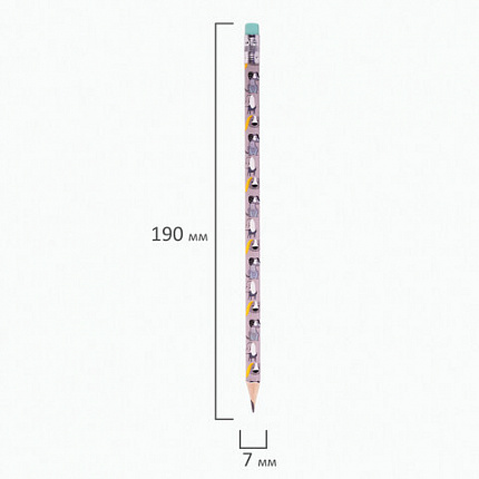 Карандаш чернографитный ЮНЛАНДИЯ "ЩЕНОК", 1 шт., HB, с ластиком, корпус ассорти, 181774