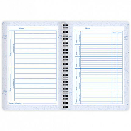 Дневник для музыкальной школы 48 листов, гребень, пластиковая обложка, картон, BRAUBERG, "МИКС", 107519