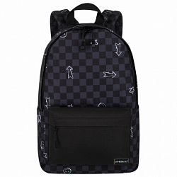 Рюкзак HEIKKI POSITIVE (ХЕЙКИ) универсальный, карман-антивор, "Gray Chess", 42х28х14 см, 273855