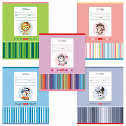 Тетрадь 12 л., HATBER, косая линия, обложка картон, "Мультяшки" (микс в спайке), 057242, 12Т5В6