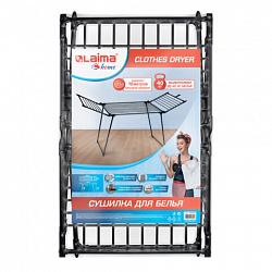 Сушилка напольная для белья раскладная, 3 зоны сушки, 19 метров, LAIMA HOME TRIO BLACK, 700470