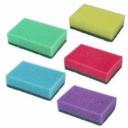 Губки для посуды 9,6х6,4х2,7 см, КОМПЛЕКТ 5 шт., MAXI, поролон с абразивным слоем, LAIMA К0013, 601554