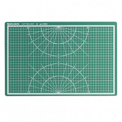 Коврик (мат) для резки BRAUBERG 3-слойный, А3 (450х300 мм), двусторонний, толщина 3 мм, зеленый, 236904