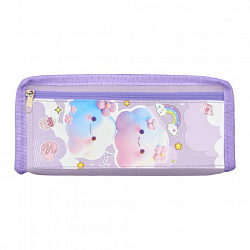 Пенал ЮНЛАНДИЯ ЮНИОР, 2 отделения, полиэстер, "Purple clouds", 21х8х6 см, 273810