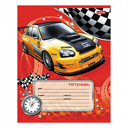 Тетрадь 12 л., HATBER, косая линия, обложка картон, "Спортивные авто" (микс в спайке), 013954, 12Т5В6