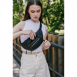 Сумка на пояс HEIKKI PROMPT (ХЕЙКИ), 2 отделения, регулируемый ремень, светоотражающие элементы, черная, 35х14х4см, 273922