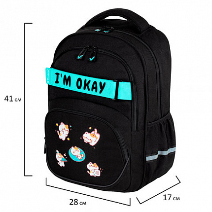 Рюкзак BRAUBERG MOTION, 2 отделения, 3 кармана, "Positive cats", 41х28х17 см, 273114