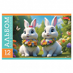 Альбом для рисования МАЛЫЙ ФОРМАТ А5 12 л., скоба, обложка картон, HATBER, 205х140 мм, "Пушистые милашки" (5 видов), 091518, 12А5В