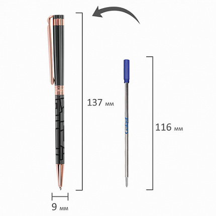 Ручка подарочная шариковая GALANT "Vitznau", корпус серый, золотистые детали, пишущий узел 0,7 мм, синяя, 141664