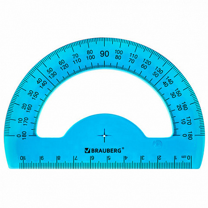 Транспортир 10 см BRAUBERG "FRUITY", 180 градусов, пластик, тонированный, ассорти, 210768
