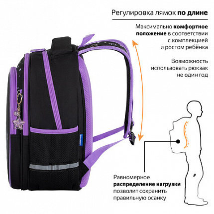 Рюкзак BRAUBERG OPTIMA, 2 отделения, с брелоком, "Radiant unicorn", 36х27х18 см, 273157